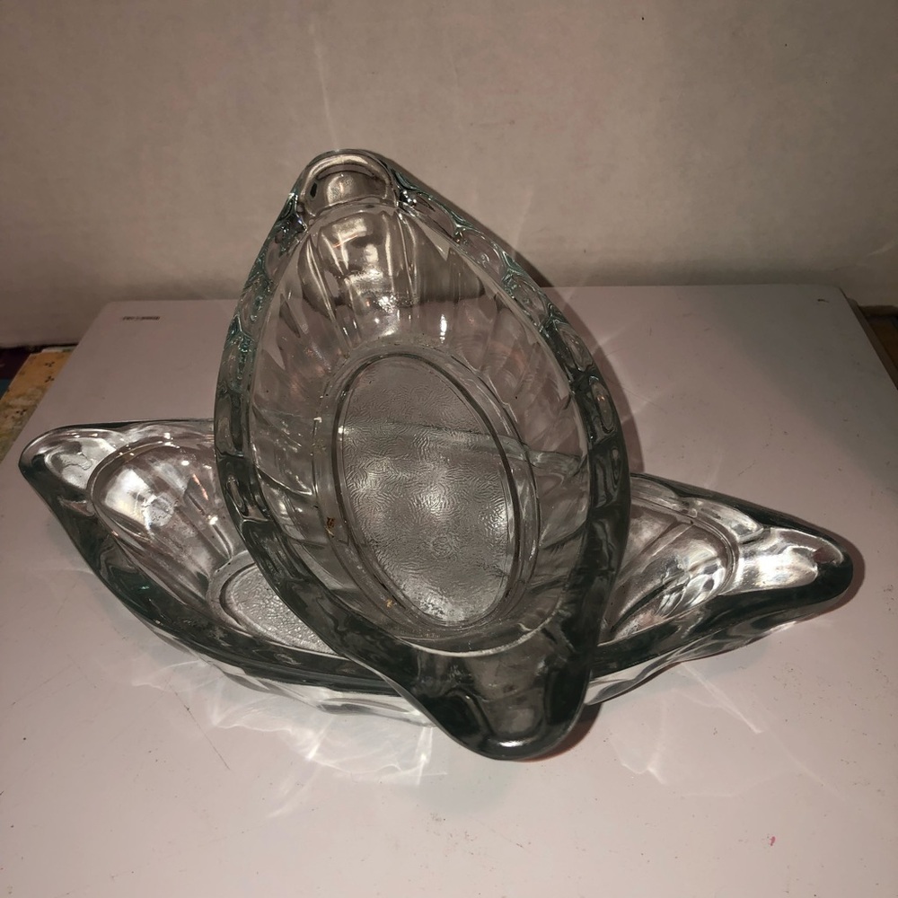 Elegant Clear Glass Libby’s banana split dishes, also use for corn on the cob.